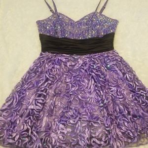 Purple beaded cocktail dress w/ beaded bodice